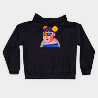 Flat Abstract Portrait Shapes Kids Hoodie